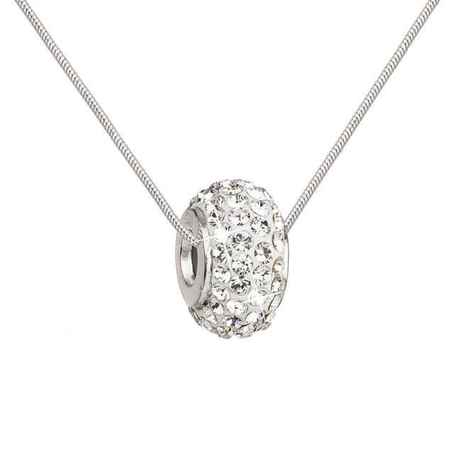 Stříbrný náhrdelník s Preciosa krystaly bílý 32081.1