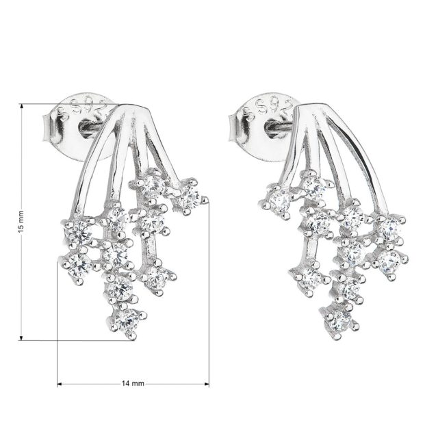 Stříbrné náušnice pecka se zirkonem v bílé barvě 11093.1