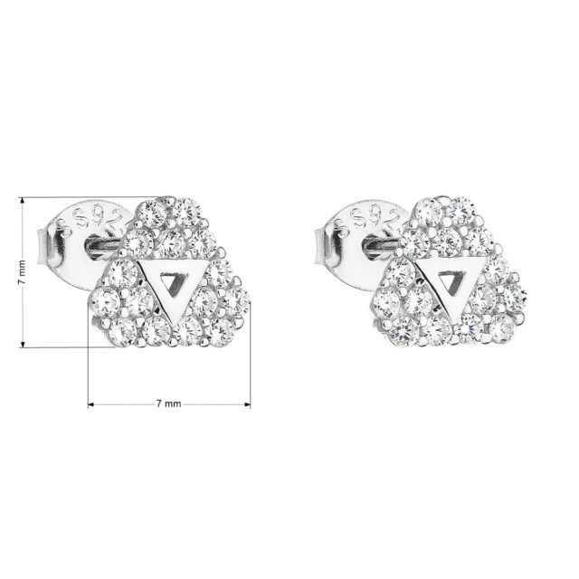 Stříbrné náušnice pecka se zirkonem v bílé barvě 11141.1