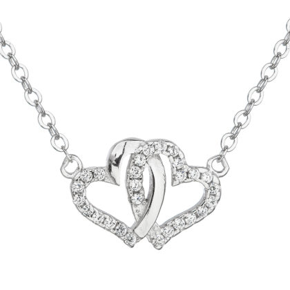 Stříbrný náhrdelník se zirkonem bílé srdce 12006.1