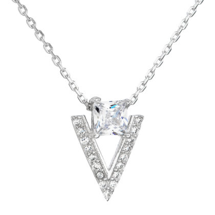 Stříbrný náhrdelník se zirkonem bílý trojúhelník 12007.1