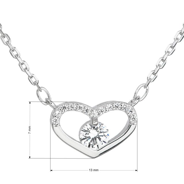 Stříbrný náhrdelník se zirkonem bílé srdce 12008.1