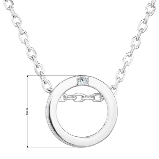 Stříbrný náhrdelník se zirkonem bílý kulatý 12015.1