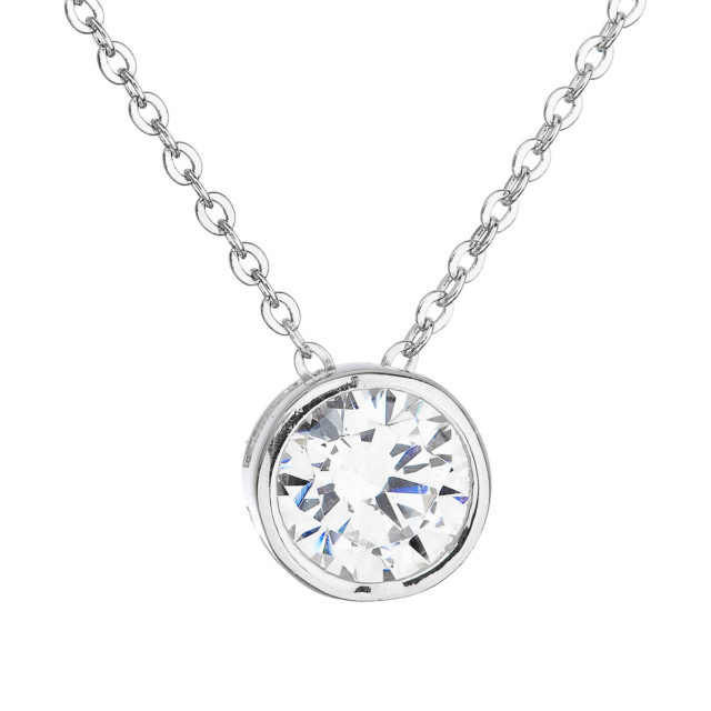 Stříbrný náhrdelník se zirkonem v bílé barvě 12017.1