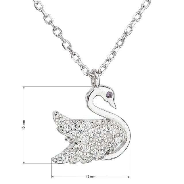 Stříbrný náhrdelník se zirkonem bílá labuť 12019.1