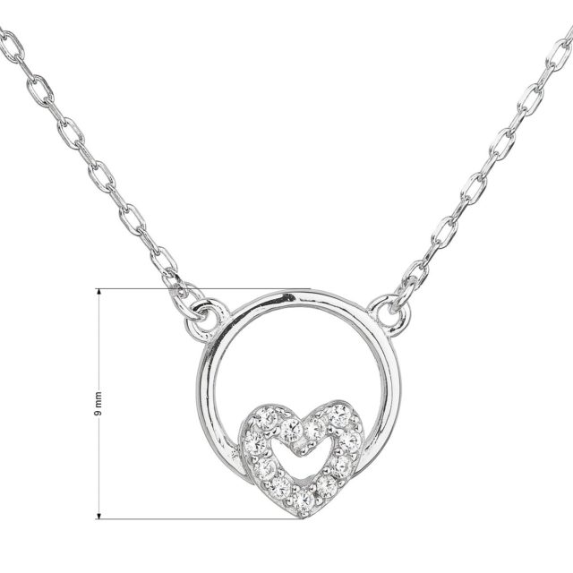 Stříbrný náhrdelník se zirkonem bílé srdce 12021.1