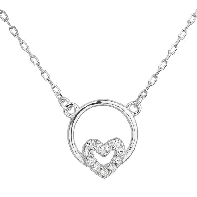 Stříbrný náhrdelník se zirkonem bílé srdce 12021.1