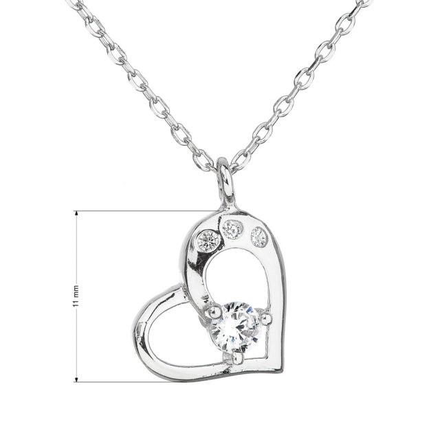 Stříbrný náhrdelník se zirkonem bílé srdce 12022.1