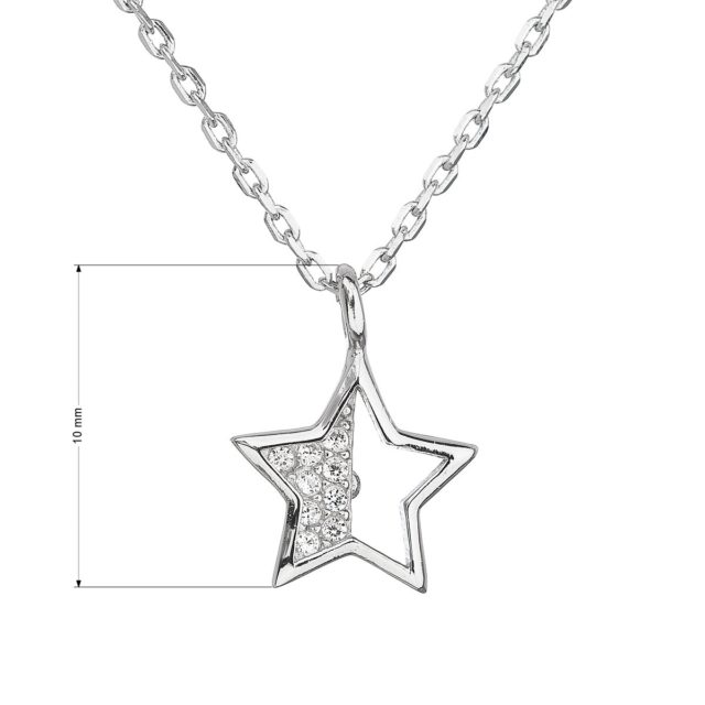 Stříbrný náhrdelník se zirkonem bílá hvězdička 12024.1