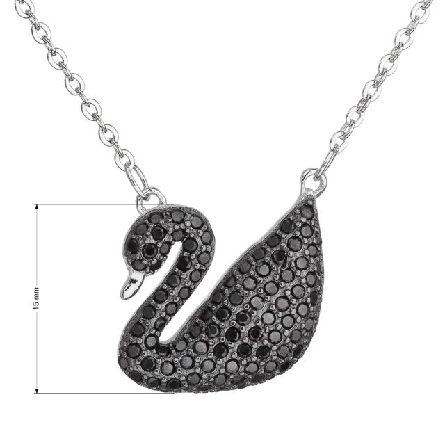 Stříbrný náhrdelník se zirkonem černá labuť 12026.3