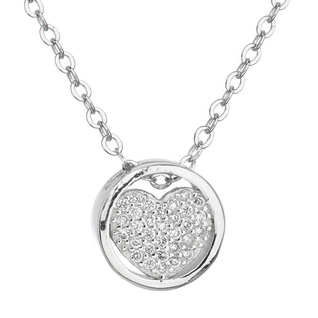 Stříbrný náhrdelník se zirkonem bílé srdce 12027.1