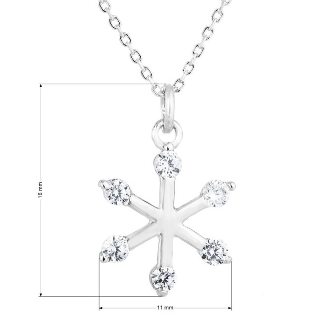 Stříbrný náhrdelník se zirkonem bílá vločka 12030.1