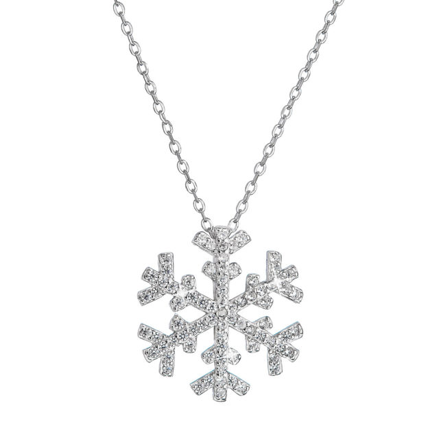 Stříbrný náhrdelník se zirkony sněhová vločka 12047.1