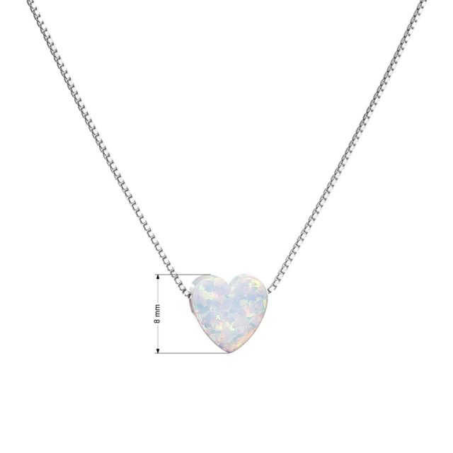Stříbrný náhrdelník se syntetickým opálem bílé srdce 12048.1