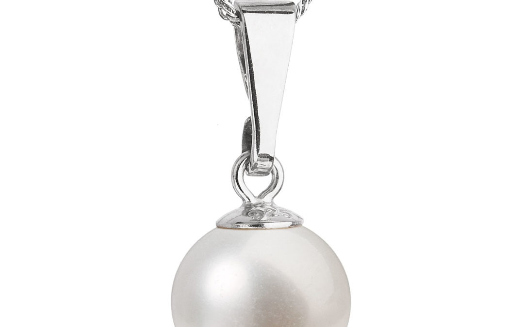 Perlový náhrdelník s řetízkem z pravých říčních perel bílý 22008.1