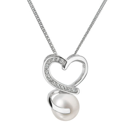 Perlový náhrdelník s řetízkem z pravých říčních perel bílý 22012.1
