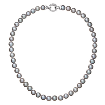 Perlový náhrdelník z pravých říčních perel šedý 22028.3