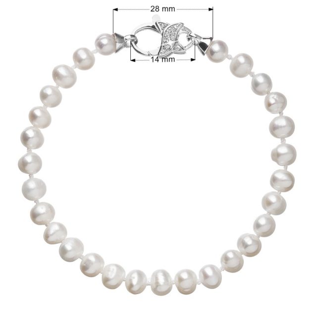 Perlový náramek z pravých říčních perel bílý 23002.1
