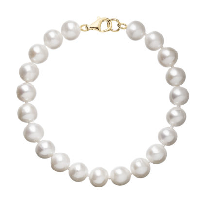 Perlový náramek bílý z pravých říčních perel se zlatým 14 karátovým zapínáním 923003.1