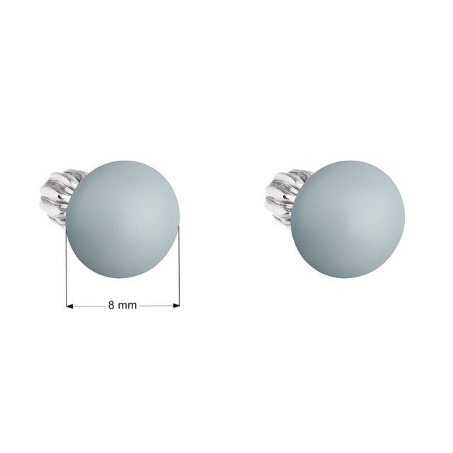 Stříbrné náušnice pecka s perlou Swarovski modré kulaté 31142.3