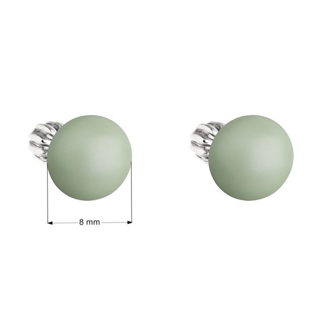 Stříbrné náušnice pecka s perlou Swarovski zelené kulaté 31142.3 pastel green