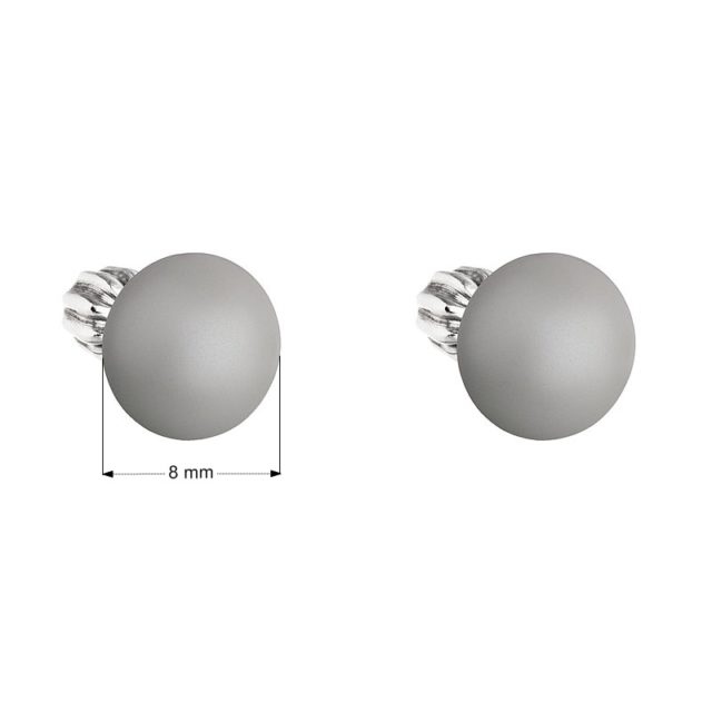 Stříbrné náušnice pecka s perlou Swarovski šedé kulaté 31142.3 pastel grey