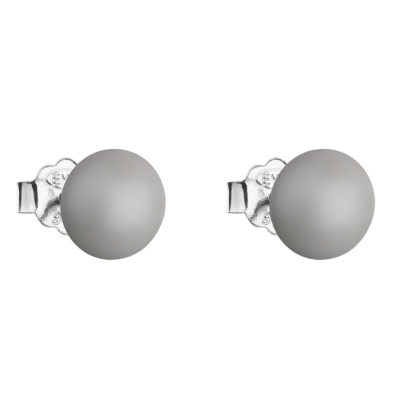 Stříbrné náušnice pecka s perlou Swarovski šedé kulaté 31142.3 pastel grey