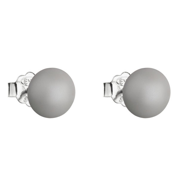 Stříbrné náušnice pecka s perlou Swarovski šedé kulaté 31142.3 pastel grey