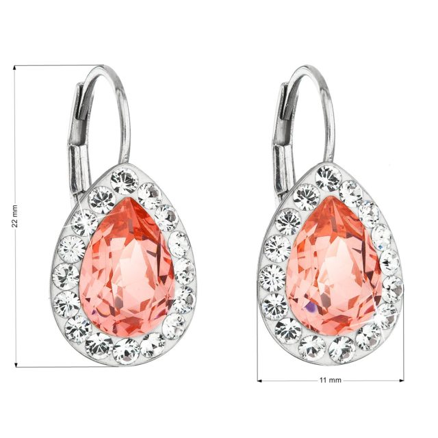 Stříbrné náušnice visací s krystaly Swarovski oranžová slza 31242.3