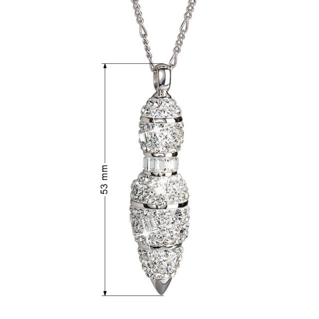Stříbrný náhrdelník s krystaly bílý 32810.1