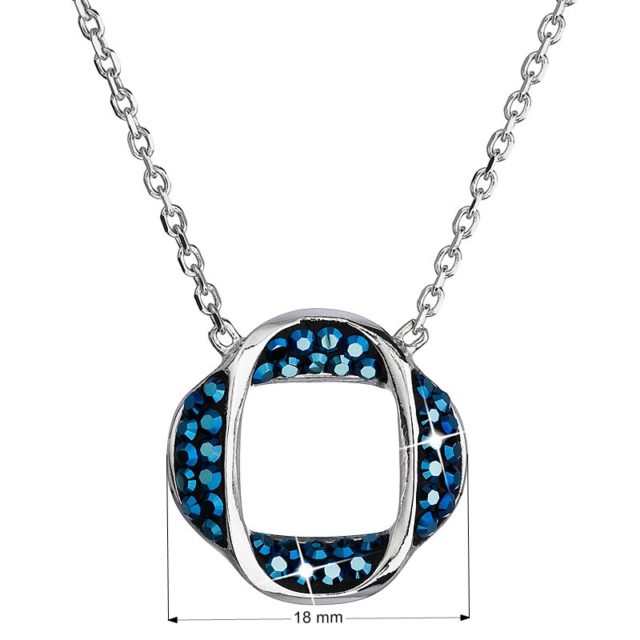 Stříbrný náhrdelník s krystaly Swarovski modrý kulatý 32016.5