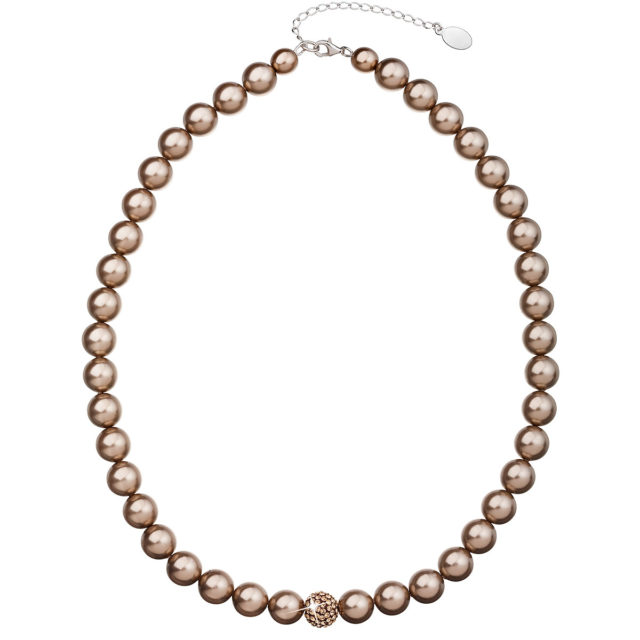 Perlový náhrdelník hnědý s krystaly Swarovski 32011.3
