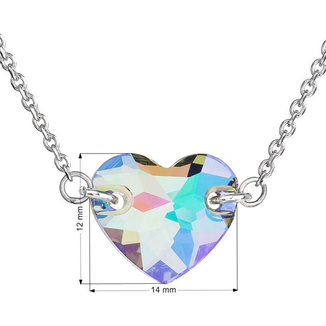 Stříbrný náhrdelník s krystaly Swarovski zeleno-fialové srdce 32020.5