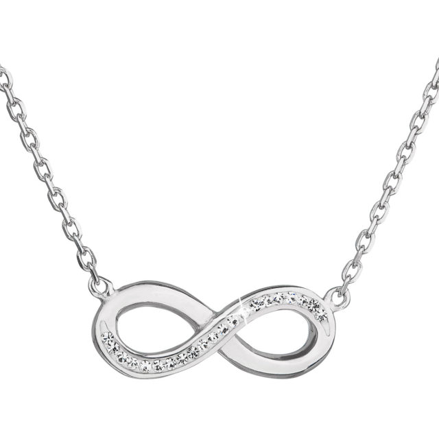 Stříbrný náhrdelník s krystaly Swarovski bílé infinity