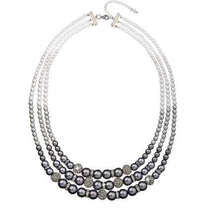 Perlový náhrdelník šedý s krystaly Swarovski 32010.3