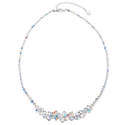 Stříbrný náhrdelník s krystaly Swarovski AB efekt hrozen 32028.2