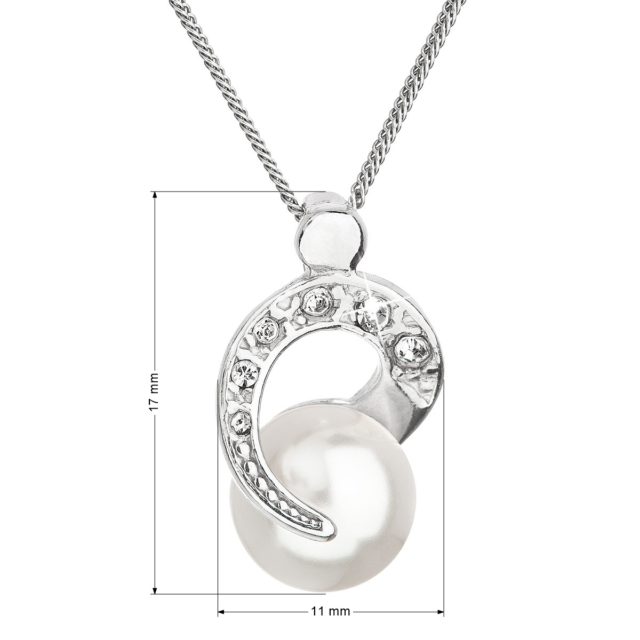 Stříbrný náhrdelník s perlou Swarovski bílý kulatý 32048.1