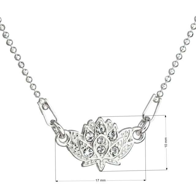 Stříbrný náhrdelník s krystaly Swarovski bílý leknín 32056.1
