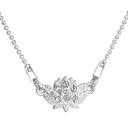 Stříbrný náhrdelník s krystaly Swarovski bílý leknín 32056.1