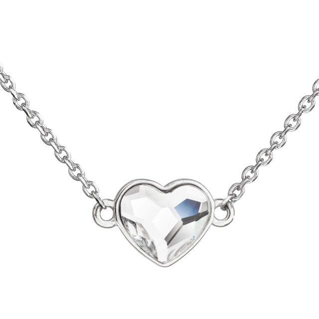 Stříbrný náhrdelník s krystalem Swarovski bílé srdce 32061.1 crystal