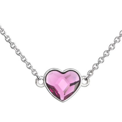 Stříbrný náhrdelník s krystalem Swarovski růžové  srdce 32061.3 fuchsia