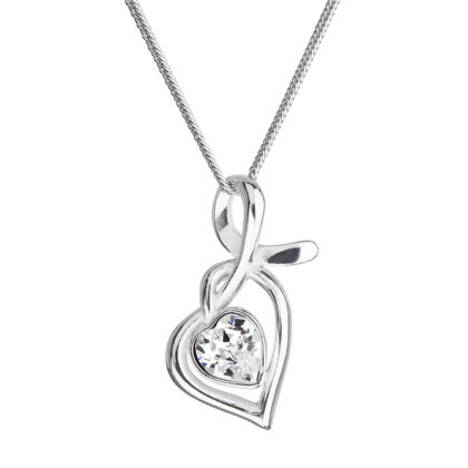 Stříbrný náhrdelník se Swarovski krystaly srdce bílé 32071.1