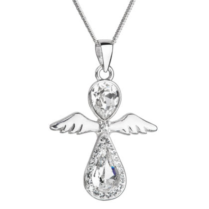 Stříbrný náhrdelník anděl se Swarovski krystaly bílý 32072.1