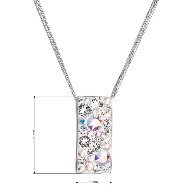 Stříbrný náhrdelník se Swarovski krystaly obdélník 32074.2 ab efekt