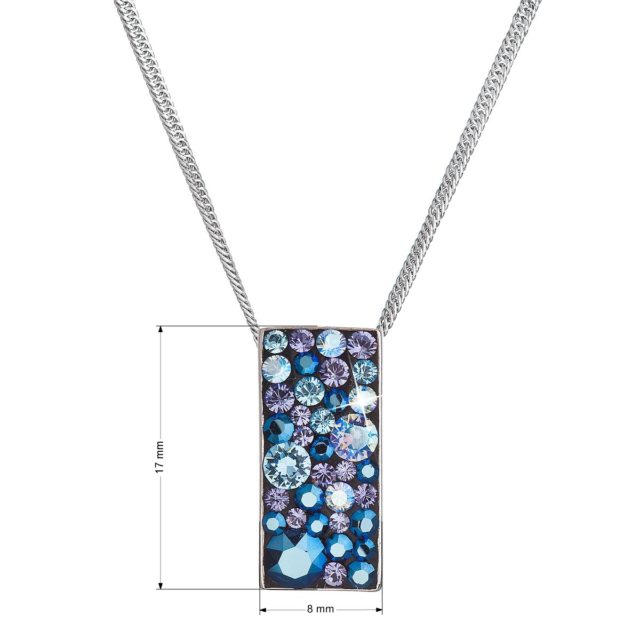 Stříbrný náhrdelník se Swarovski krystaly modrý obdélník 32074.3 blue style