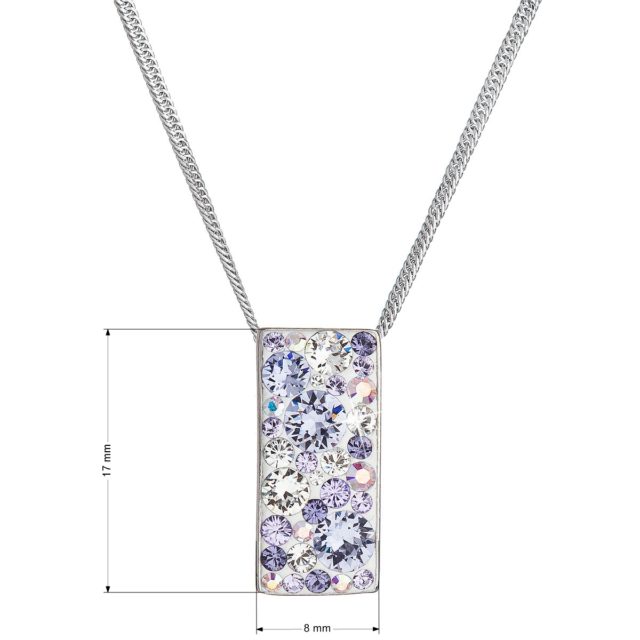 Stříbrný náhrdelník se Swarovski krystaly fialový obdélník 32074.3 violet