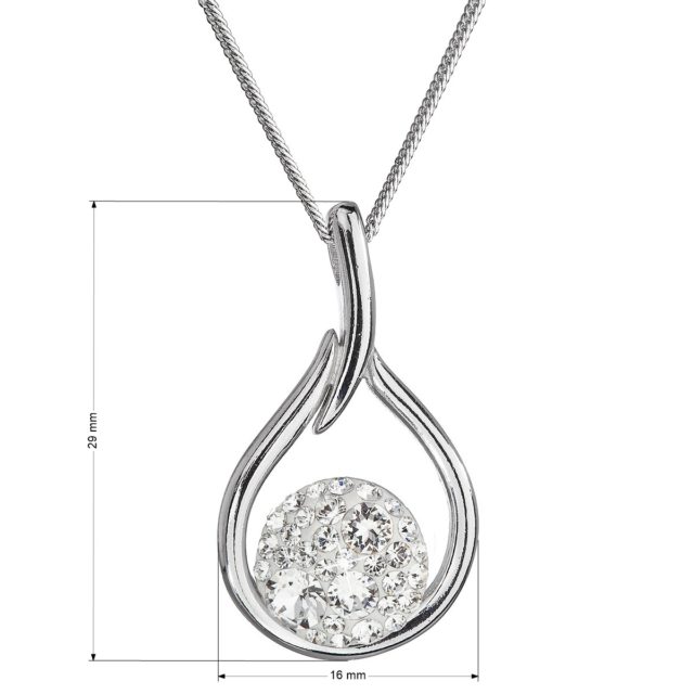 Stříbrný náhrdelník se Swarovski krystaly kapka 32075.1 bílá