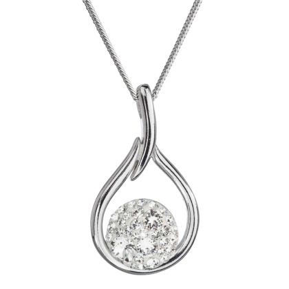 Stříbrný náhrdelník se Swarovski krystaly kapka 32075.1 bílá