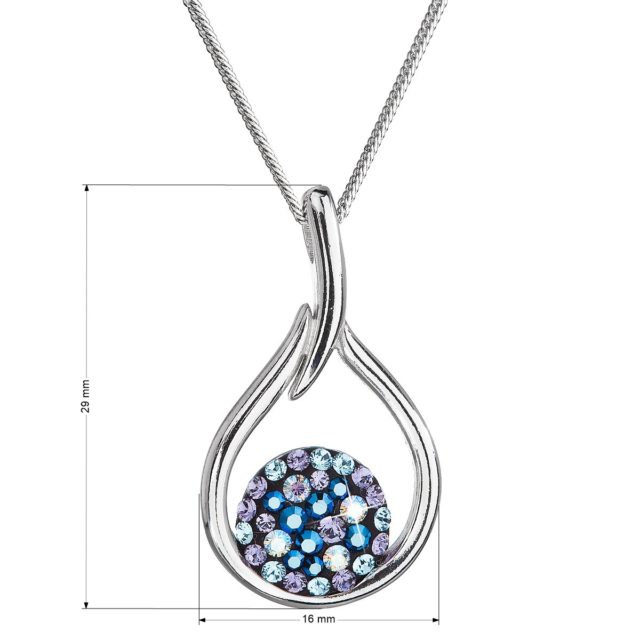 Stříbrný náhrdelník se Swarovski krystaly kapka 32075.3 blue style