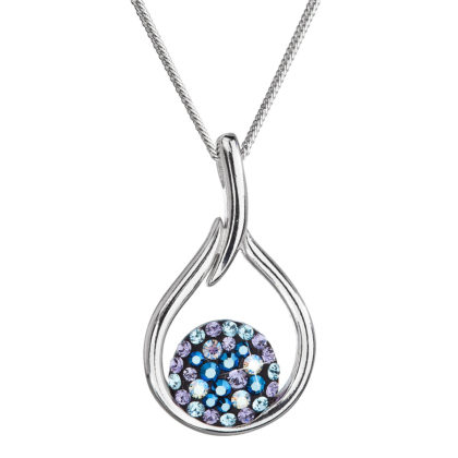 Stříbrný náhrdelník se Swarovski krystaly kapka 32075.3 blue style